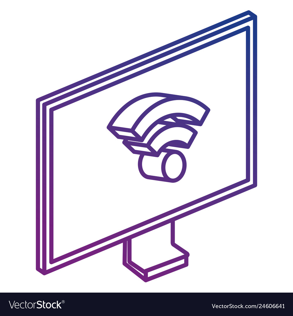 Computer display with wifi signal isometric Vector Image Computer display with wifi signal isometric