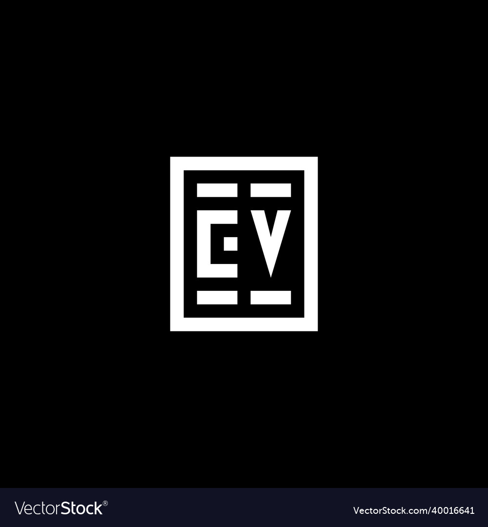 Cv initial logo with square rectangular shape