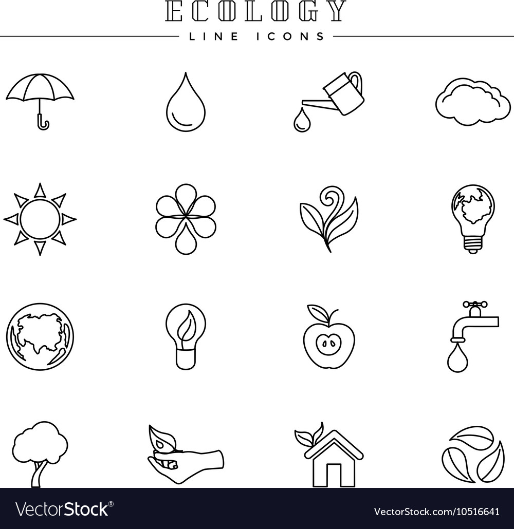 Ecology line icons set Royalty Free Vector Image