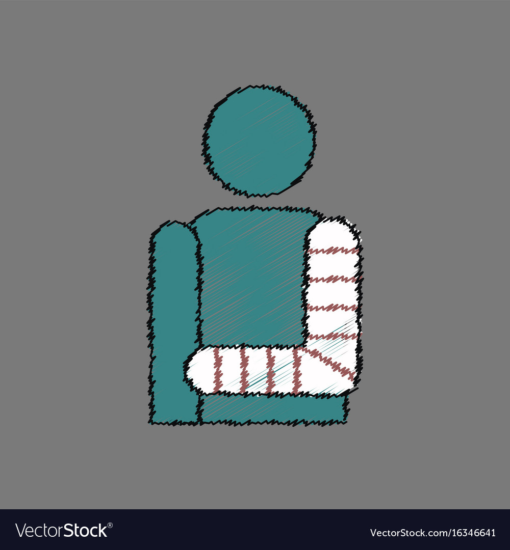 Flat shading style icon man with broken arm