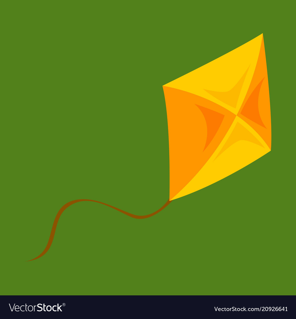 Fly kite with string and shadow on child toy