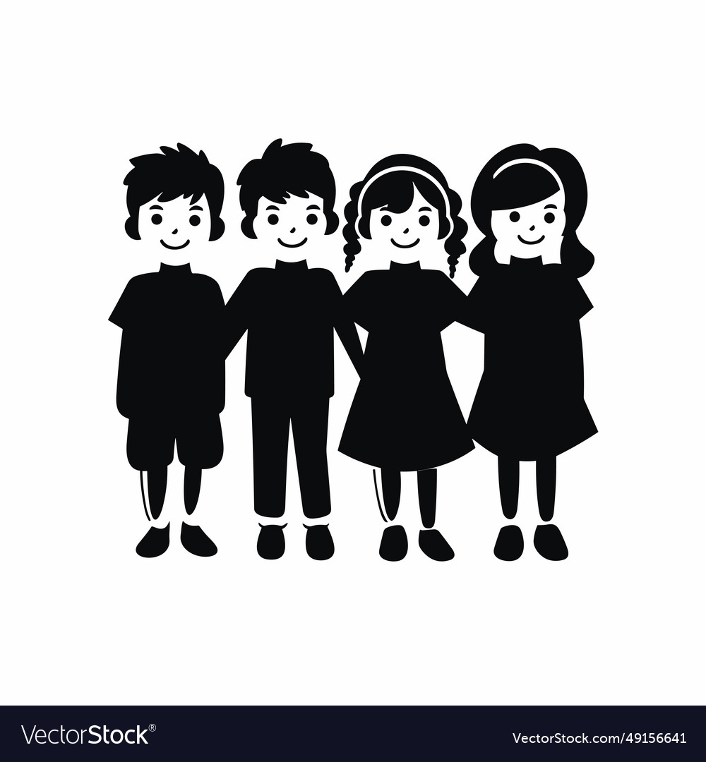 Happy children black icon on white background Vector Image