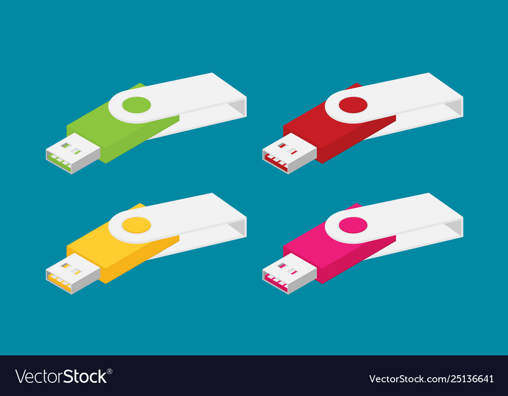 Isometric usb flash set icon for web design