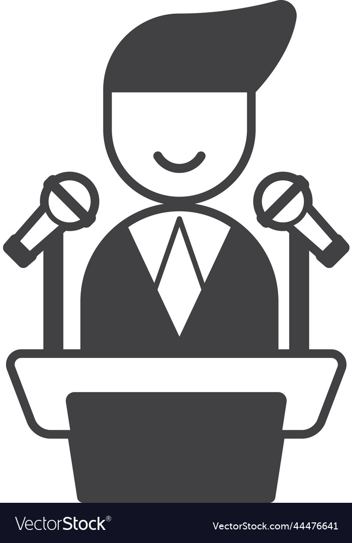 Man giving speech on podium in minimal style