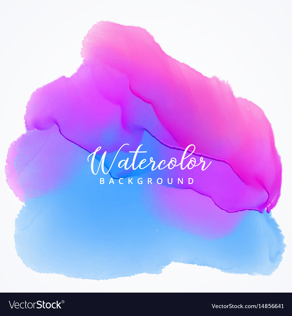 Pink and blue watercolor stain with dripping Vector Image