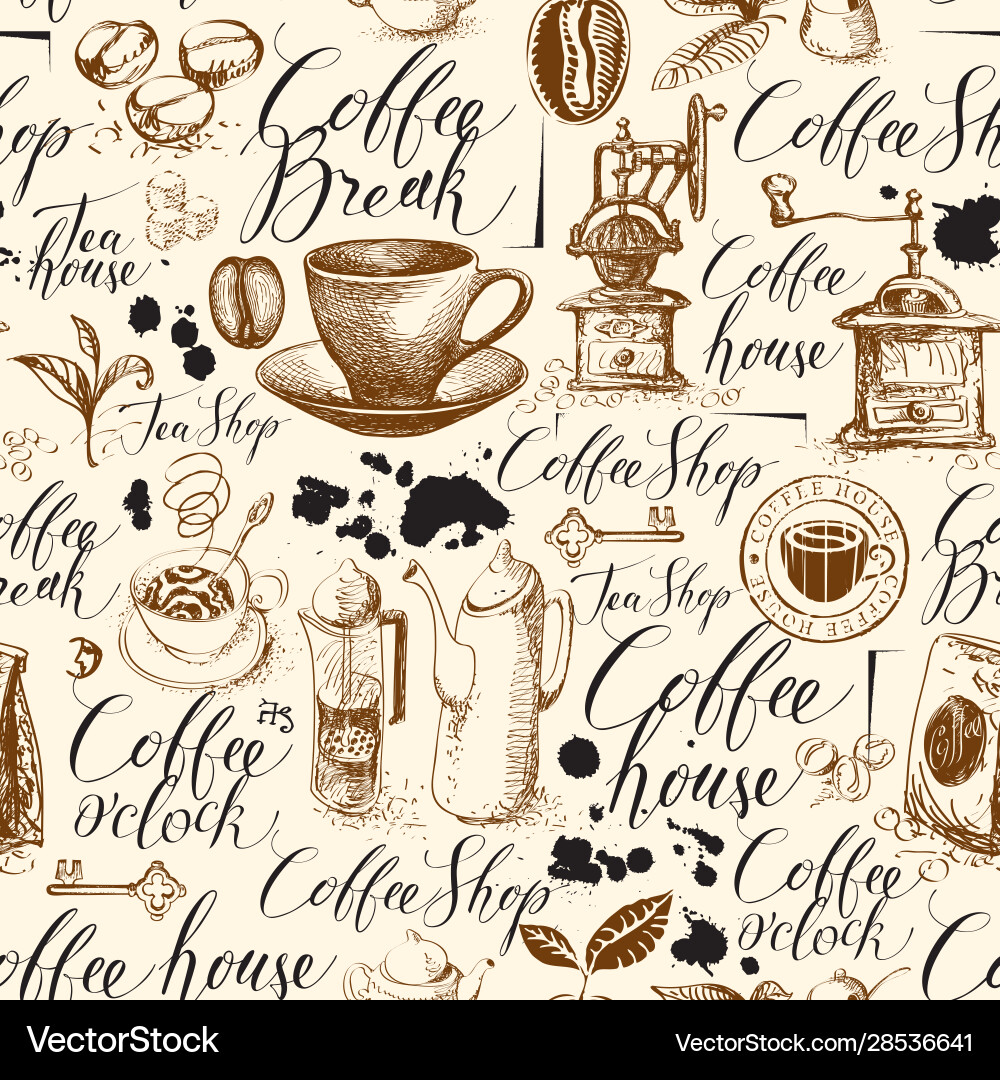 Seamless pattern on theme coffee Royalty Free Vector Image