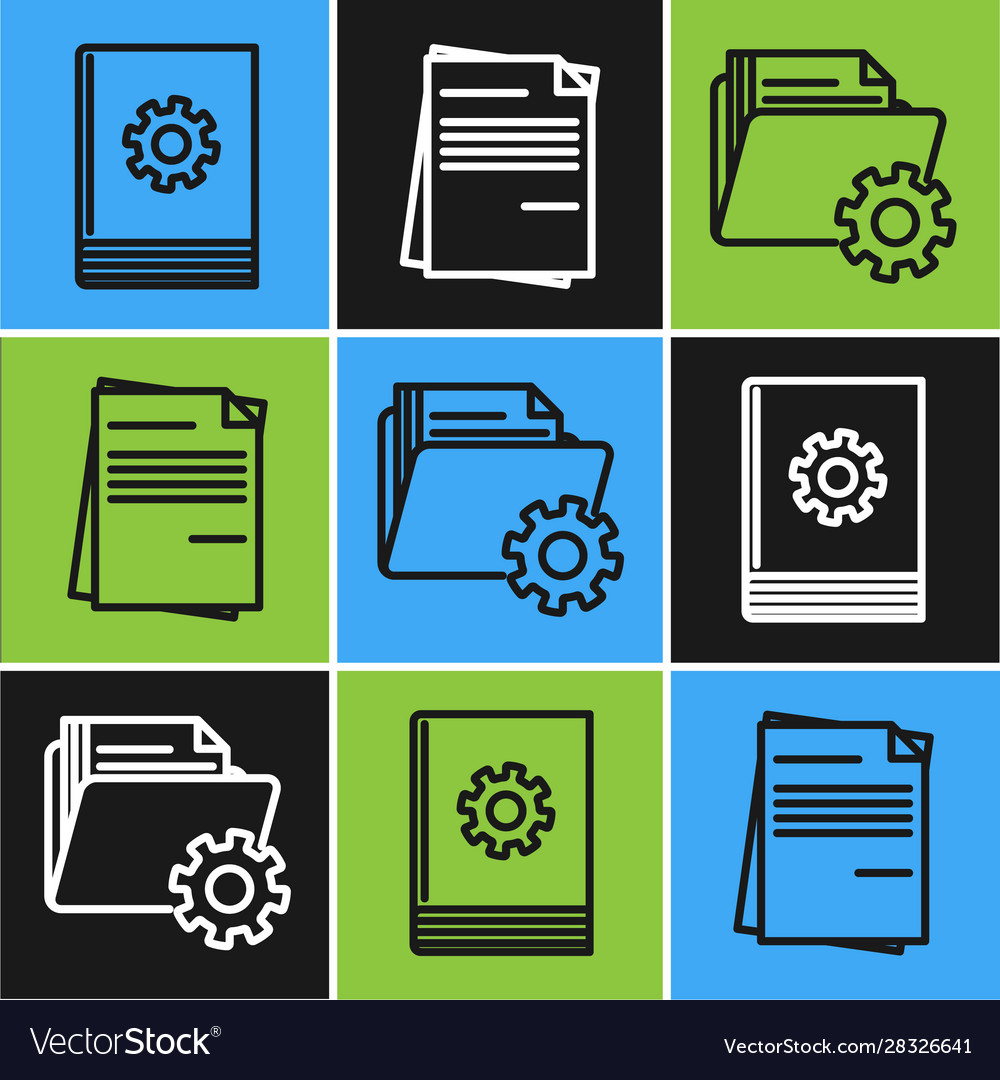 Set line user manual folder settings with gears vector image Set line user manual folder settings with gears