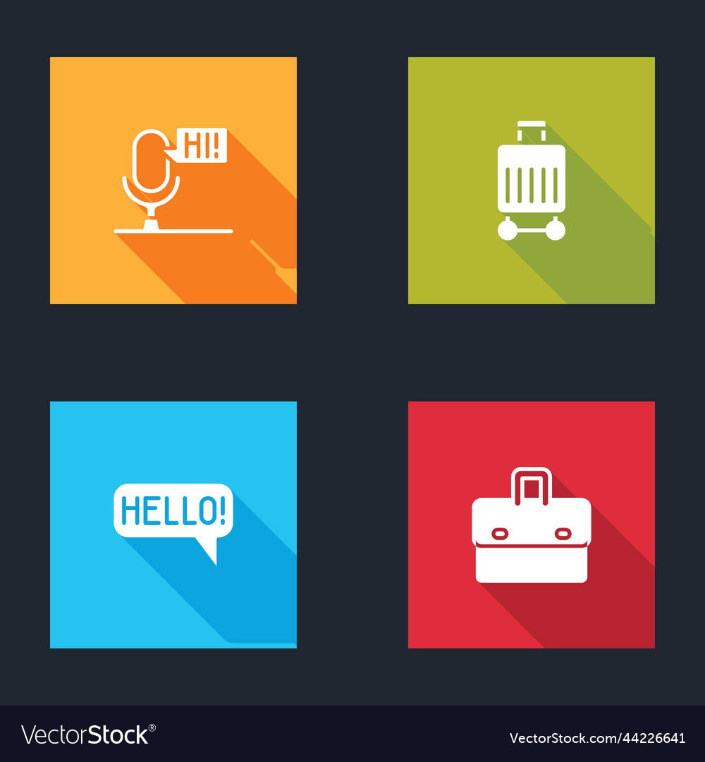 Set microphone voice device suitcase hello vector image Set microphone voice device suitcase hello