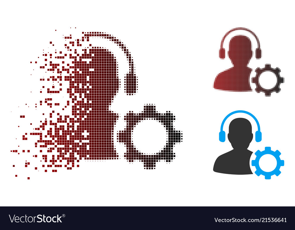 Sparkle pixel halftone operator configuration gear vector image Sparkle pixel halftone operator configuration gear