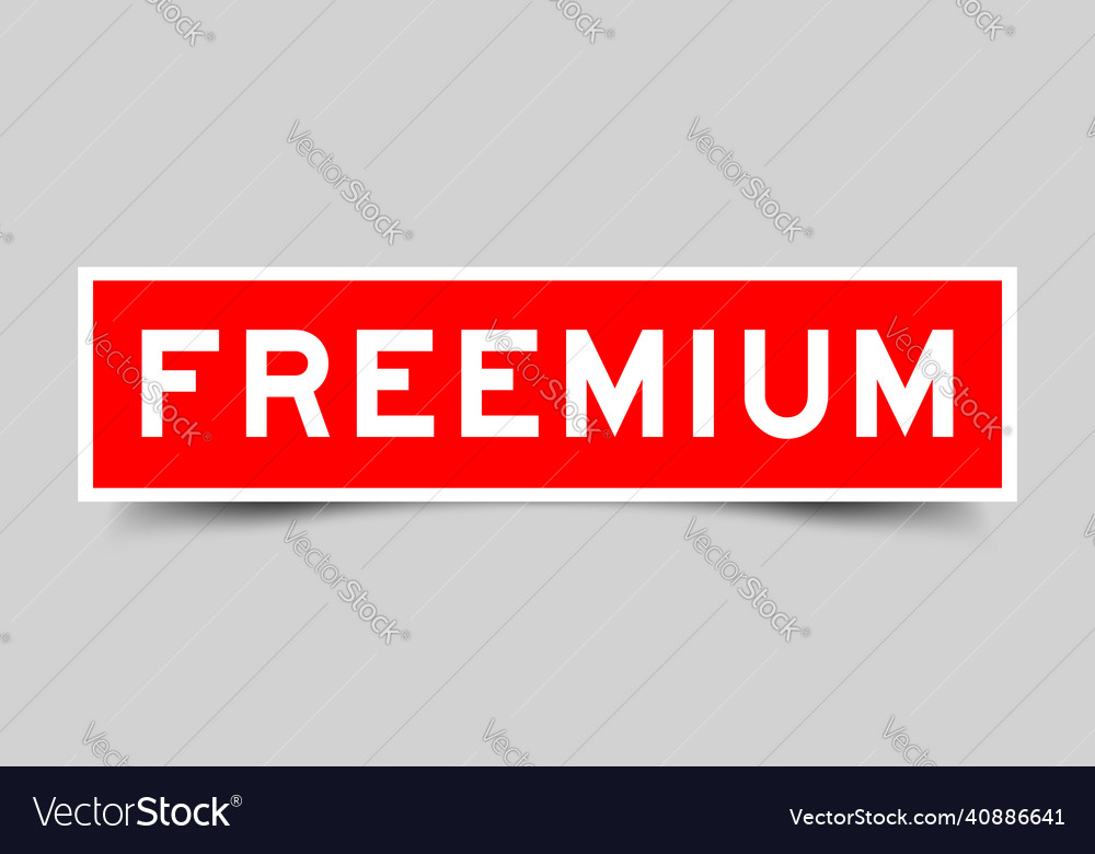 Sticker label with word freemium in red color