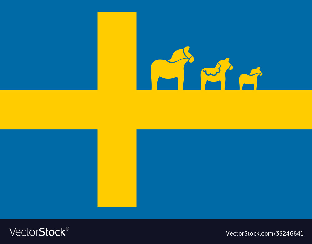 Swedish flag with dala horse simple design