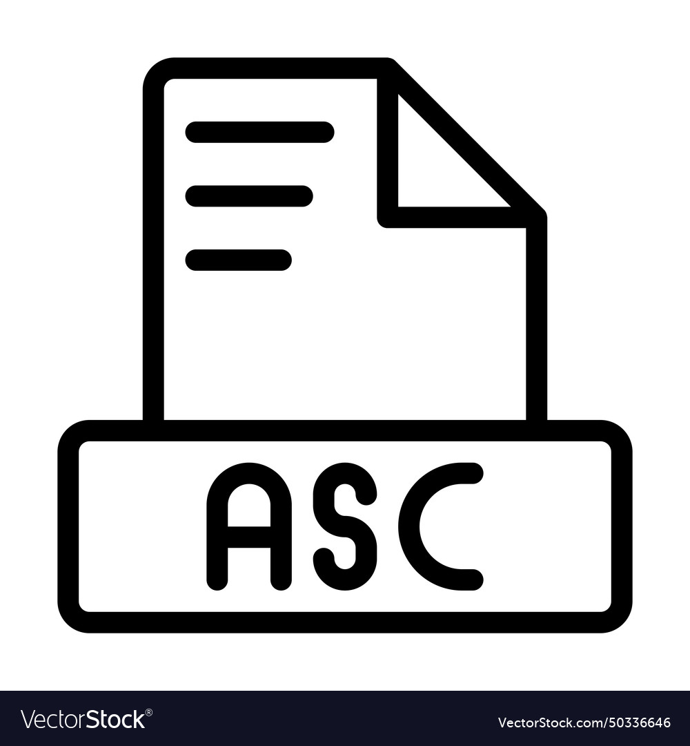 Asc file icon outline extension sign icons Vector Image