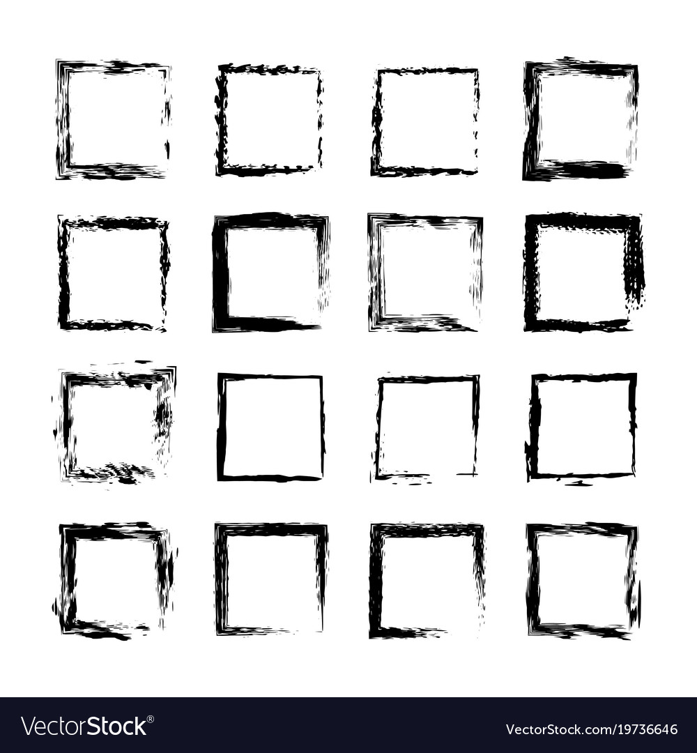 Collection Empty Black Grunge Rectangle Frame Vector Image