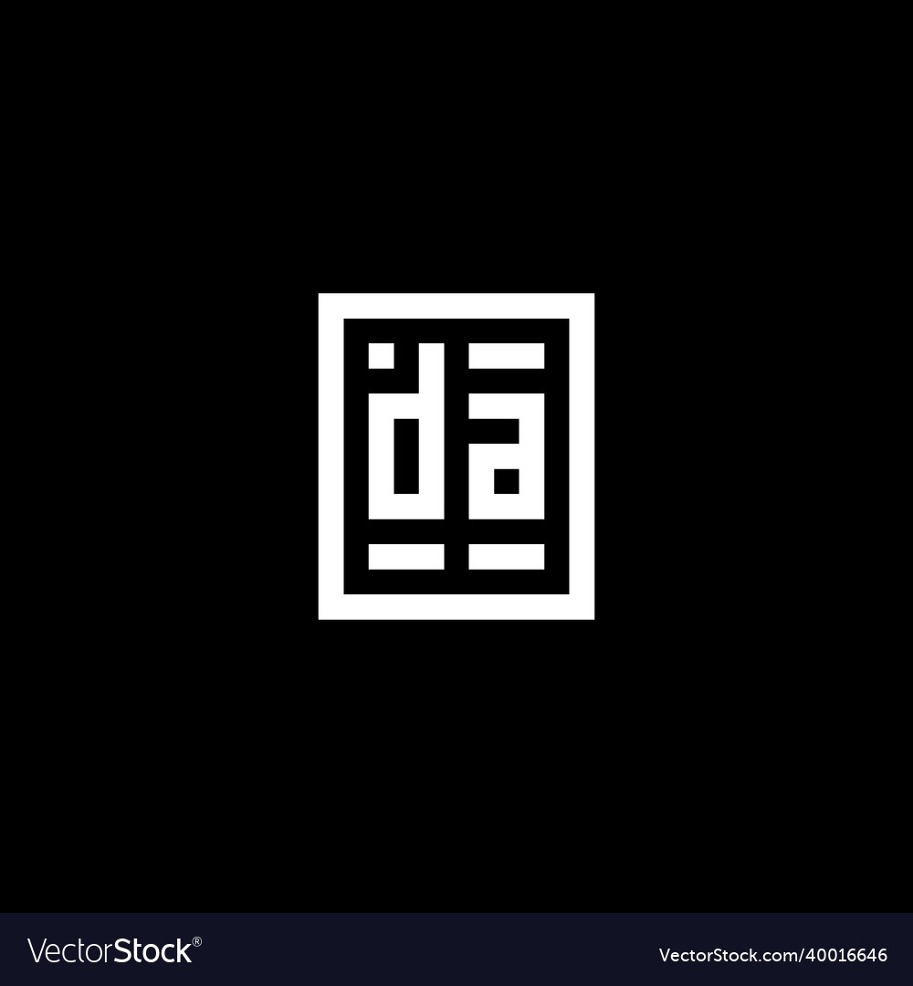 Da initial logo with square rectangular shape