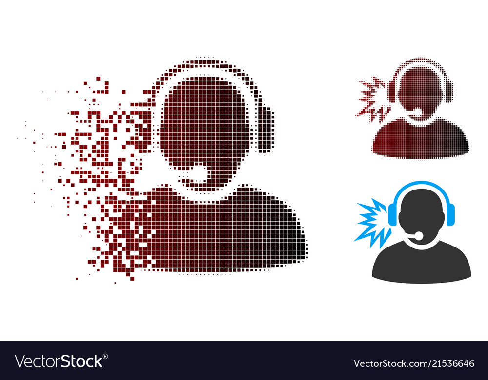 Dissipated pixel halftone operator message icon vector image Dissipated pixel halftone operator message icon