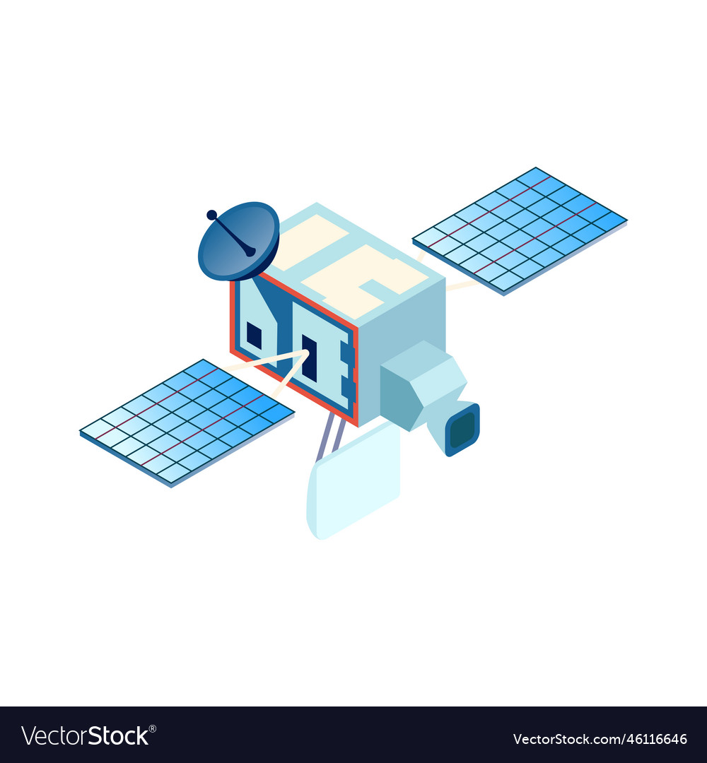 Isometric forecasters satellite composition Vector Image