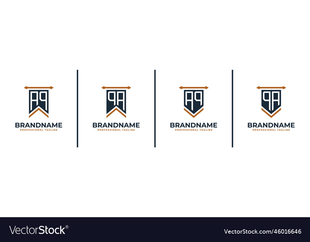 Letter aq and qa pennant flag logo set represent
