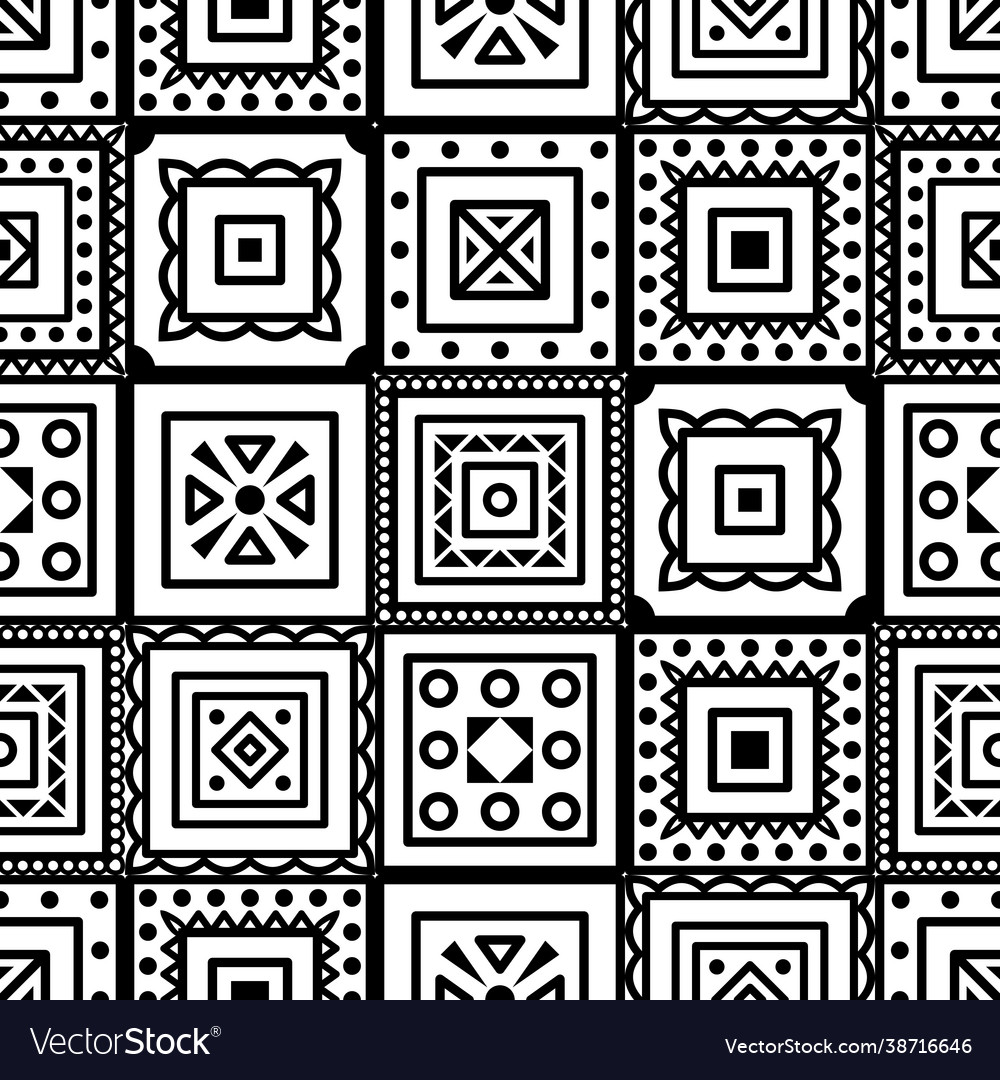 Seamless pattern with boho geometrical square vector image Seamless pattern with boho geometrical square