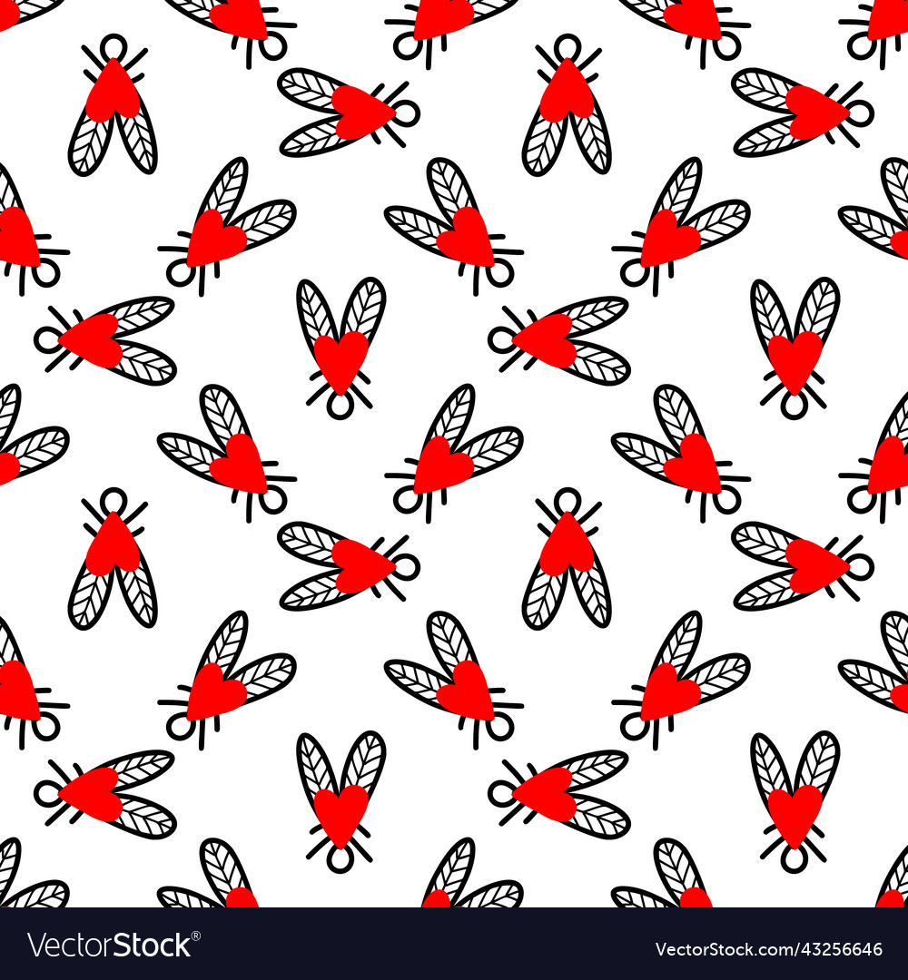 Seamless pattern with flies