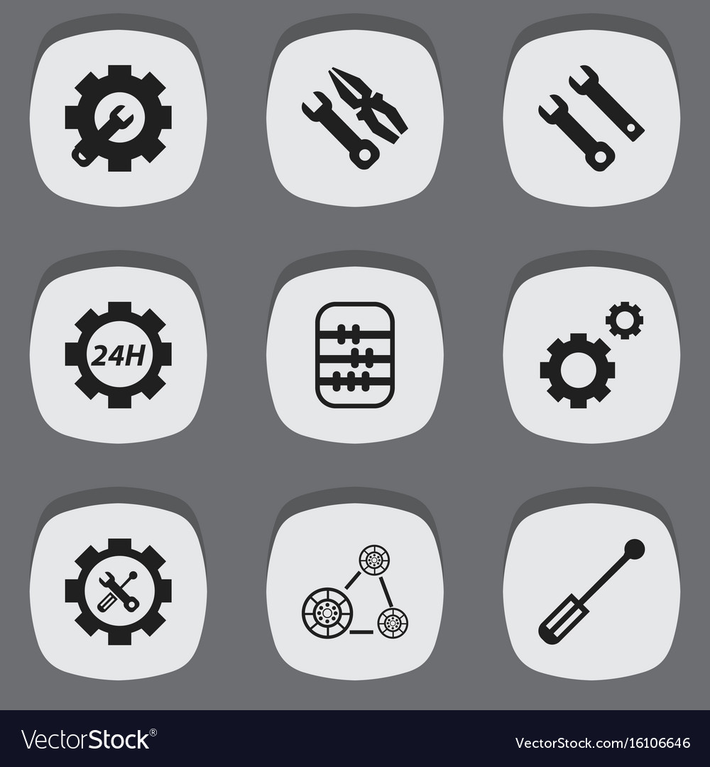 Set of 9 editable toolkit icons includes symbols