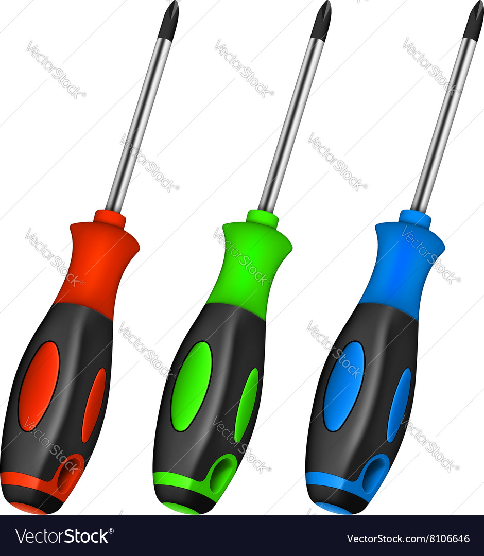 Set of screwdrivers with handles different