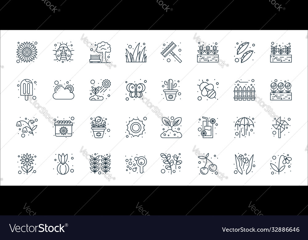 Spring line icons linear set quality