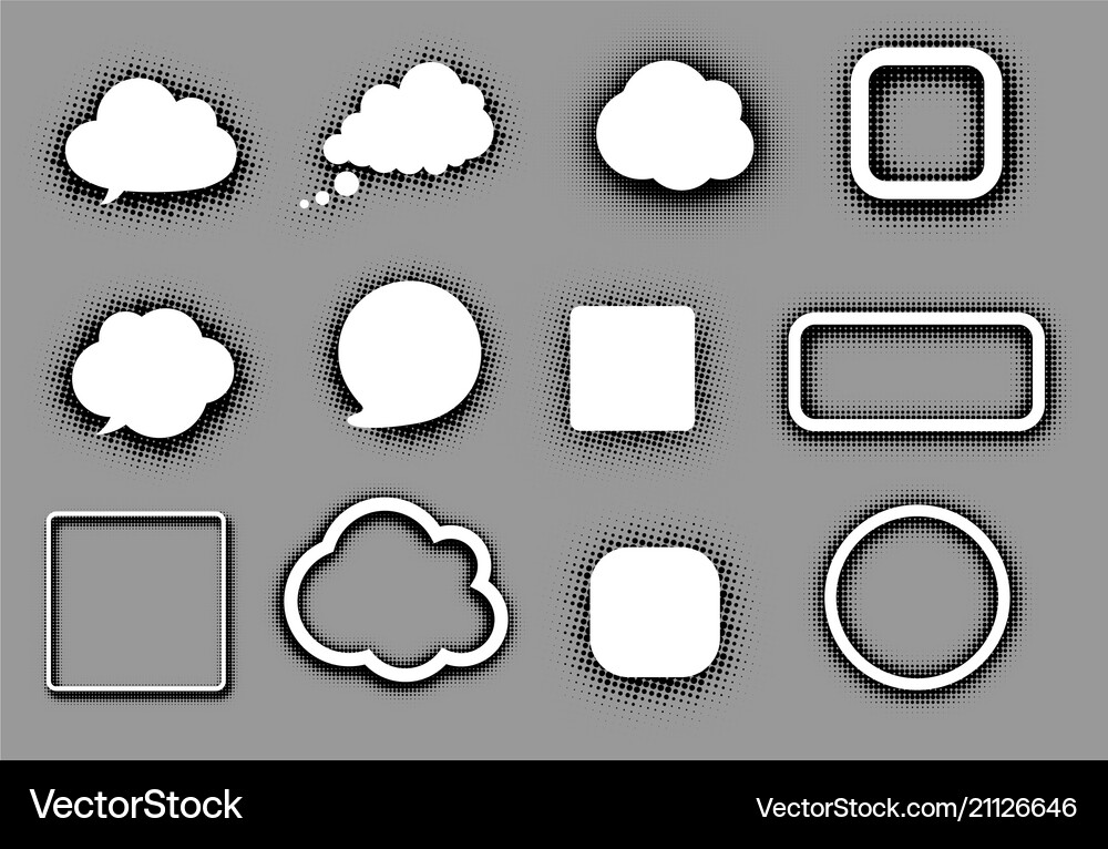White speech clouds and frames on grey Royalty Free Vector