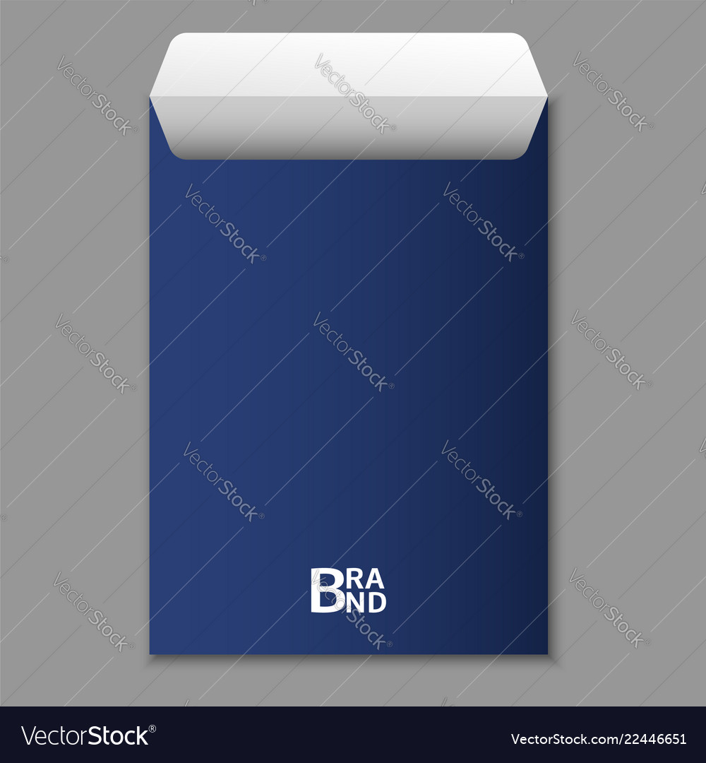 A4 blue envelope icon realistic style Royalty Free Vector