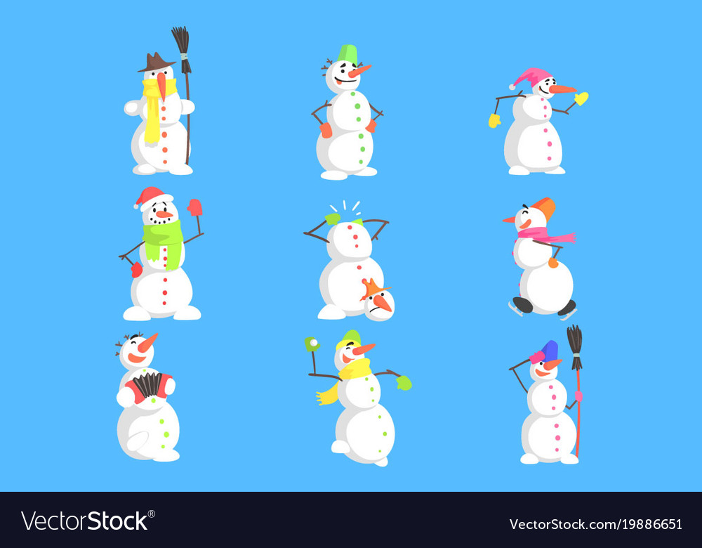 Classic snowmen made of three snowballs character