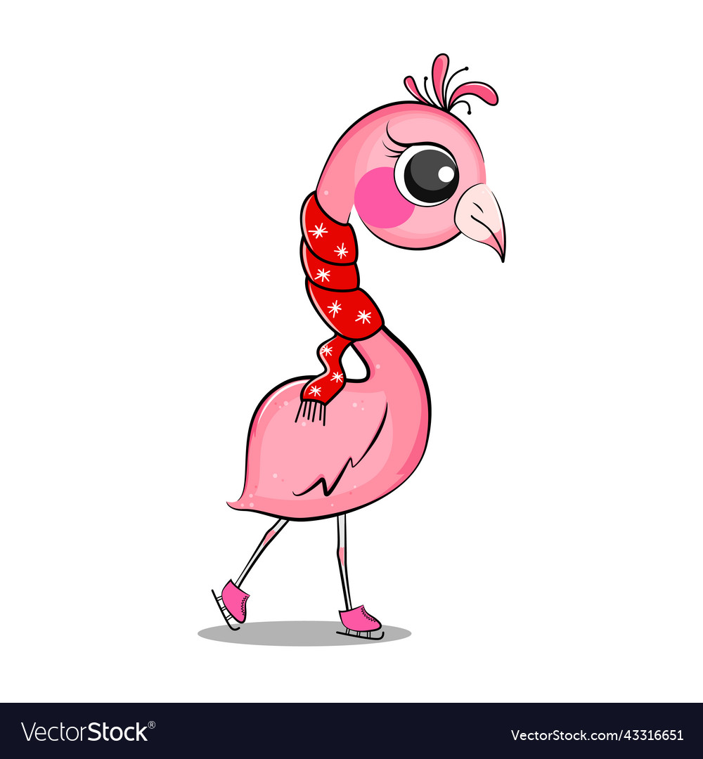 Süße rosa Flamingo in rotem Schal