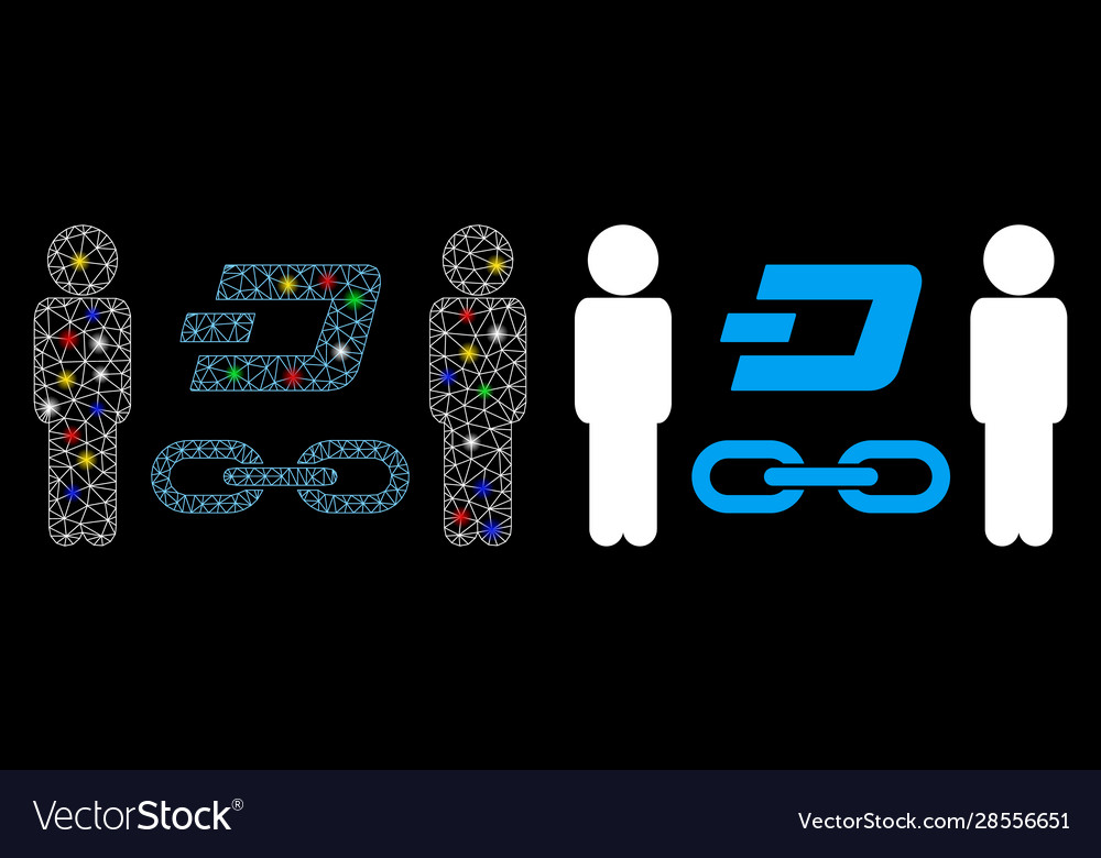 Flare mesh wire frame people dash blockchain icon vector image Flare mesh wire frame people dash blockchain icon