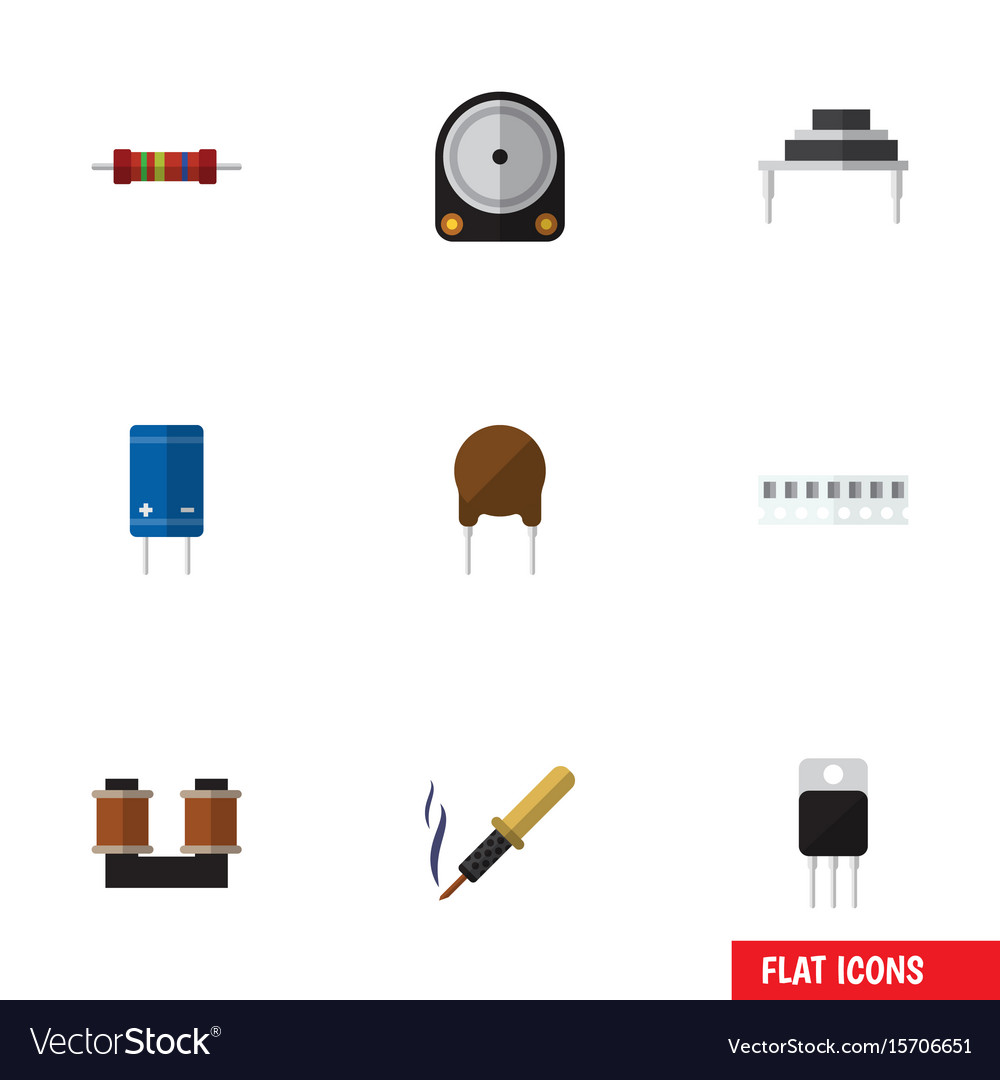 Flat icon electronics set of transistor
