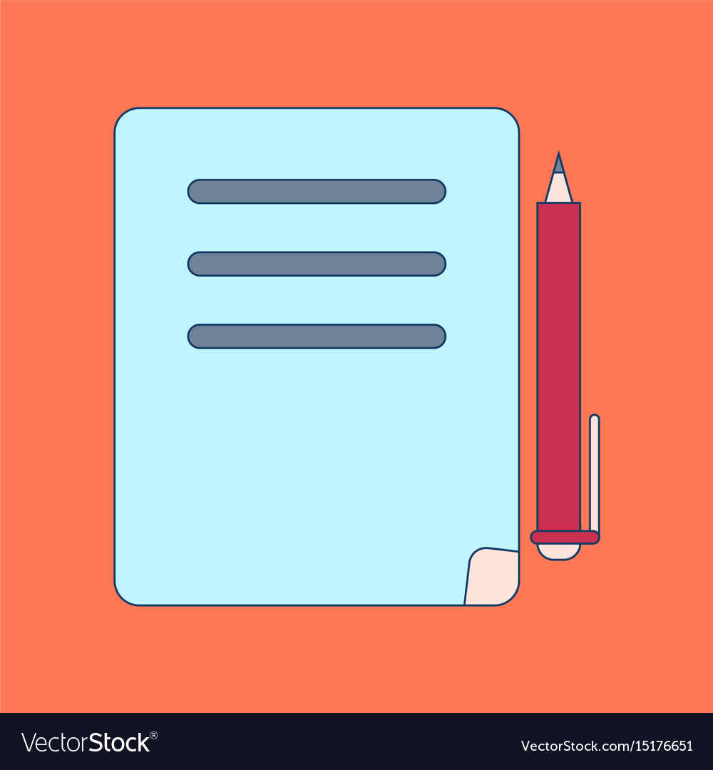 Flat icon with thin lines notebook pen