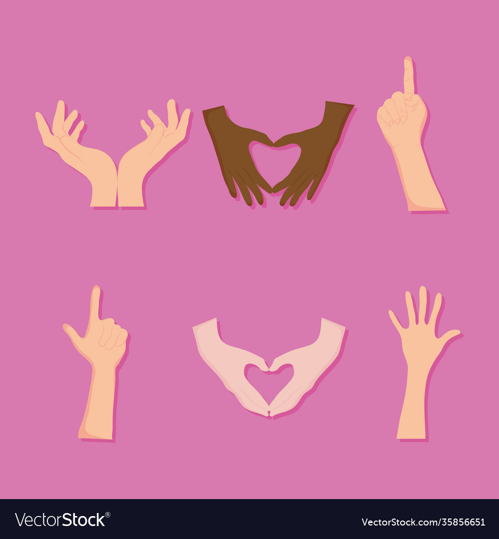 Human hands icon set colorful design