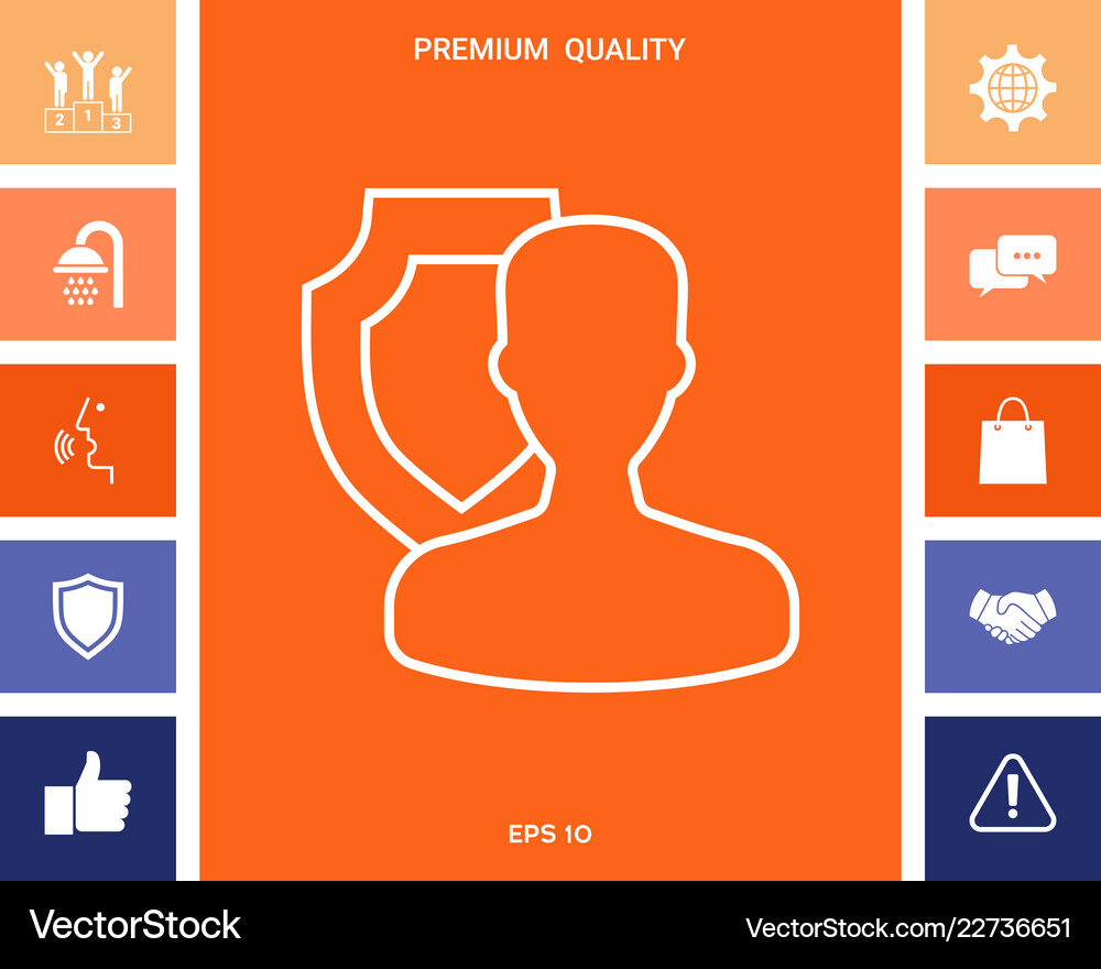 Insurance shield with user - line icon Royalty Free Vector