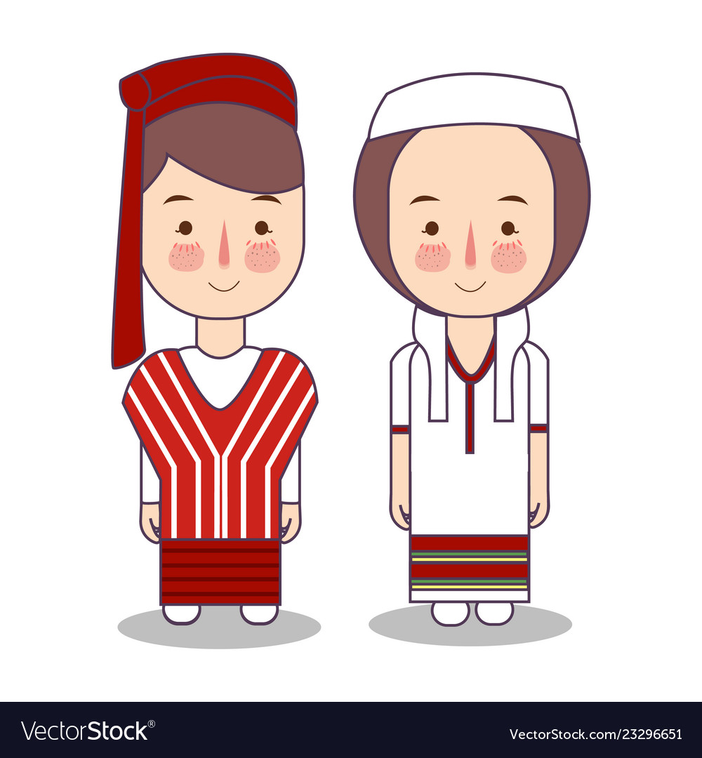 Myanmar Burma Wedding Couple Cute Indonesian Vector Image