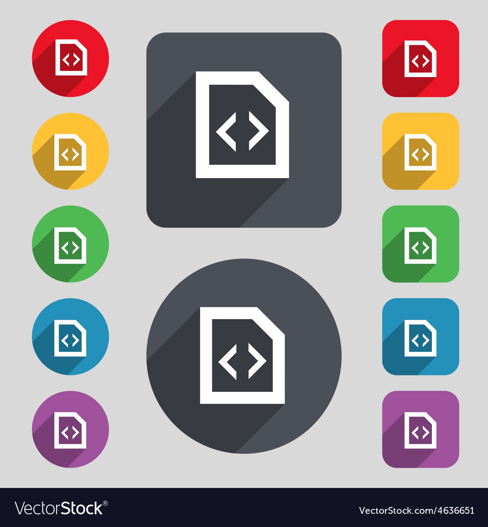 Programming code icon sign a set of 12 colored