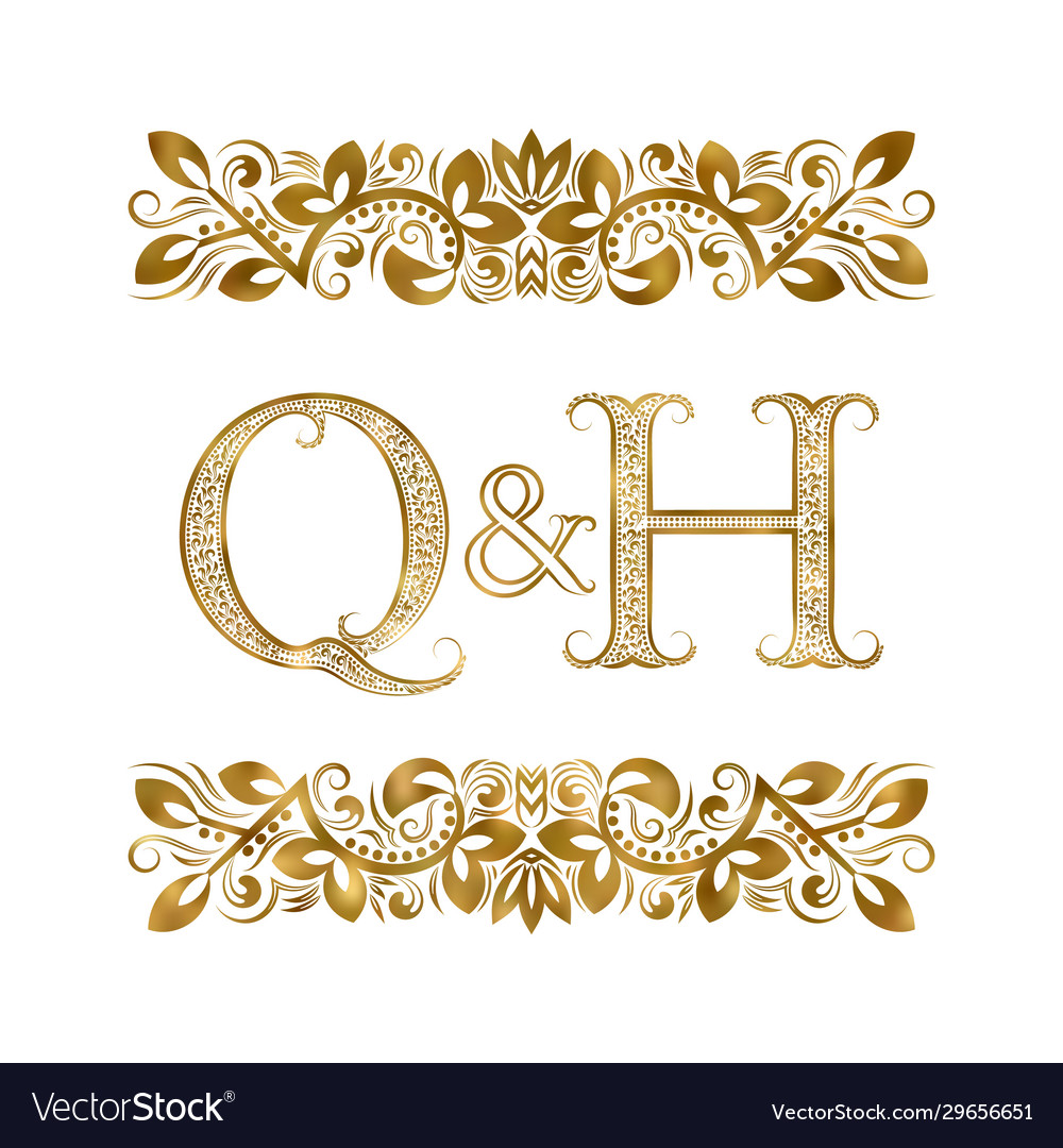 Q and h vintage initials logo symbol letters Vector Image