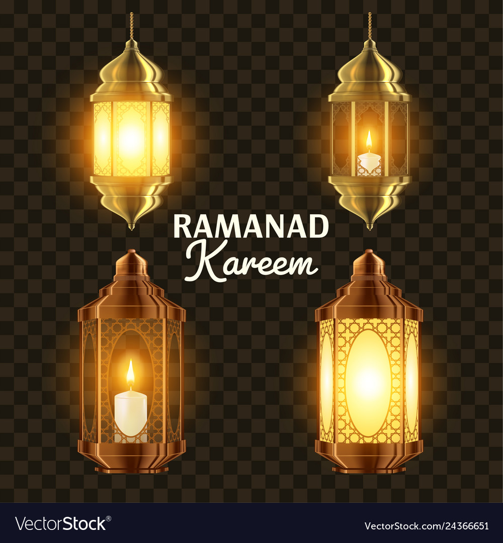 Ramadan lamp set islam kareem lamp Royalty Free Vector Image