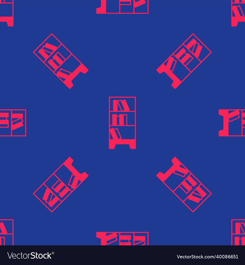 Red library bookshelf icon isolated seamless Vector Image