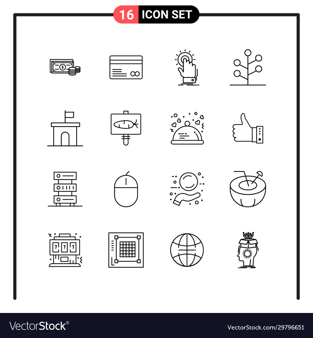 Set 16 line style icons for web and mobile vector image Set 16 line style icons for web and mobile