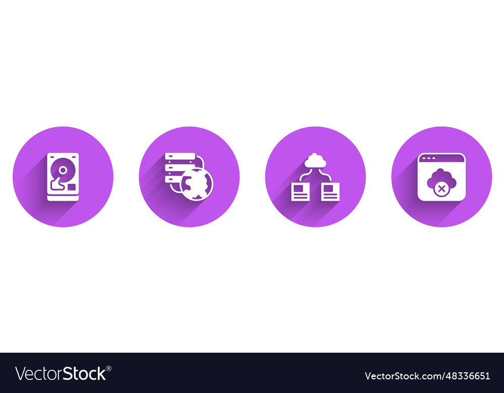 Set hard disk drive hdd network cloud connection vector image Set hard disk drive hdd network cloud connection