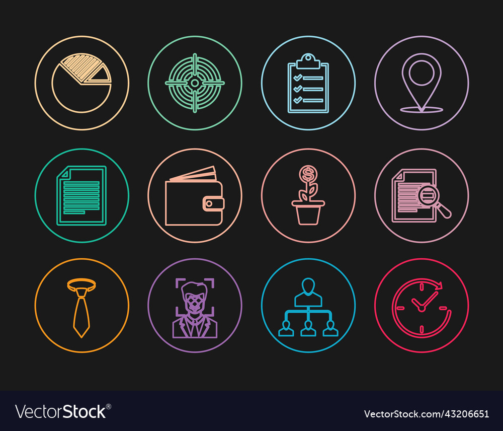 Set line clock with arrow document search vector image Set line clock with arrow document search