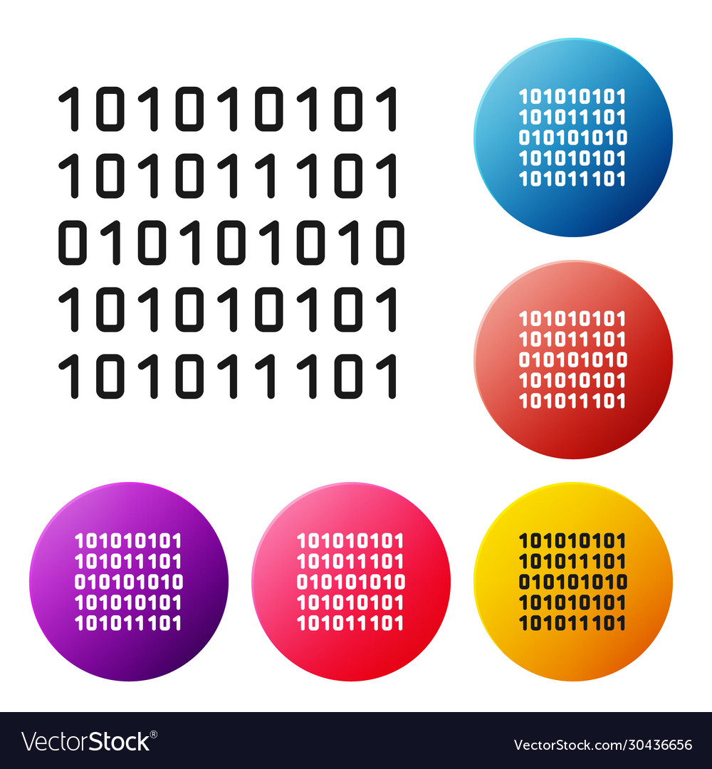 Black line binary code icon isolated on white vector image Black line binary code icon isolated on white