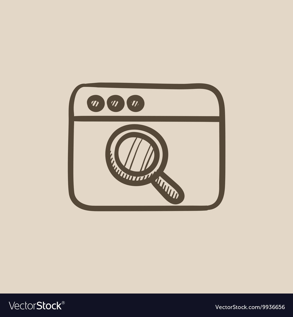 Browser window with magnifying glass sketch icon