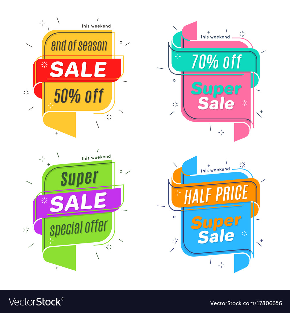 Flat linear promotion ribbon banner scroll price Vector Image