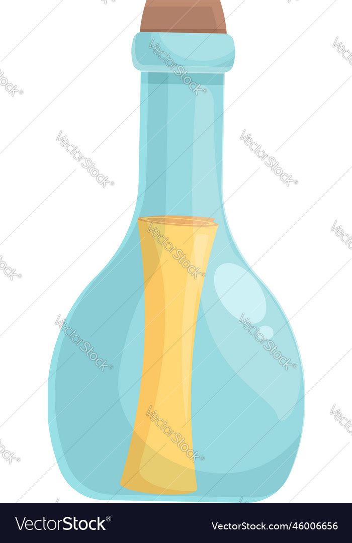 Glass bottle message icon cartoon sea Royalty Free Vector