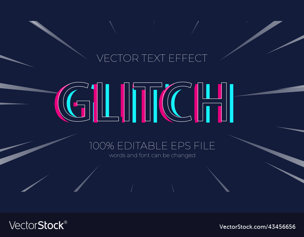Glitch editable text effect style eps vector image Glitch editable text effect style eps