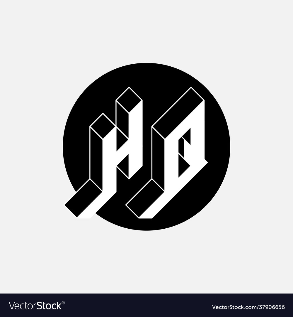 H and q - monogram or logotype isometric 3d font