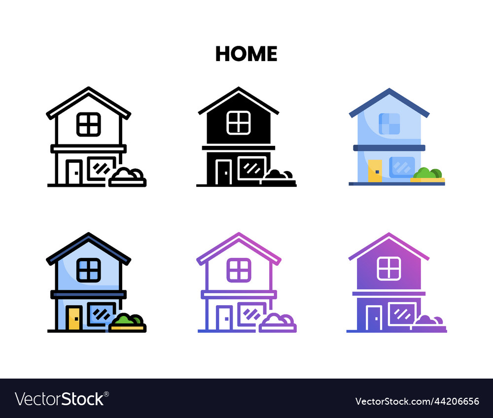 Home icon set with different styles vector image Home icon set with different styles
